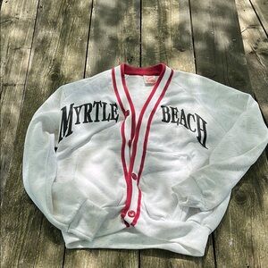 Summer Strand White and Red Cardigan